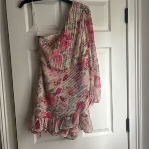 Express Pink and Gray Floral Romper